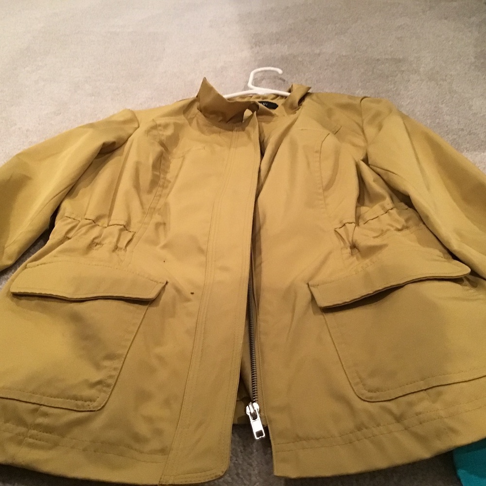 Darjoni mustard yellow lightweight jacket elastic sides patch pockets size M